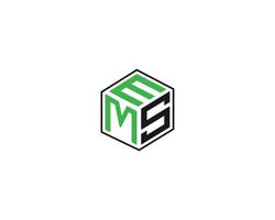 Abstract Font EMS And MES Logo Design Incorporate Vector Concept Template.