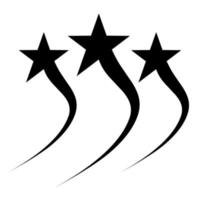 silueta de tres estrellas con senderos negros sobre un fondo blanco. ideal para logotipos sobre el cielo, cuerpos celestes que caen, meteoritos, cometas, asteroides. ilustración vectorial vector