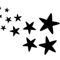 icono abstracto negro de una estrella fugaz sobre un fondo blanco. adecuado para logotipos, web, aplicaciones, juegos, diseños sobre objetos espaciales, meteoroides, cometas. vector