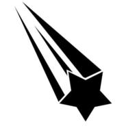 silueta de una estrella fugaz con tres senderos negros sobre un fondo blanco. genial para logos sobre objetos espaciales meteoroides, cometas, asteroides. ilustración vectorial vector