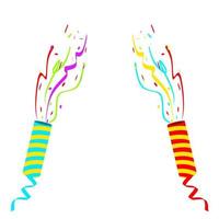 Illustration of set of exploding confetti poppers with colorful streamers very festive on a white background. Great for celebrations, birthdays, firecracker parties, Christmas and New Years. vector