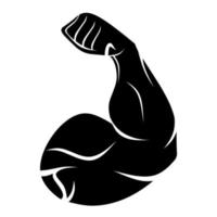 Arm with big bicep line icon on white background. Great for web logos, apps, gym, muscle man. Vector illustration