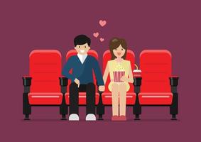 Couple in movie theater vector