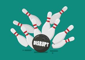 Disrupt bowling ball breaks bowling pins vector