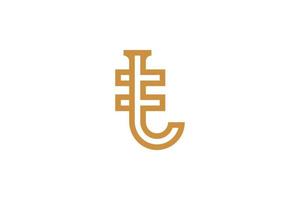Letter T Monoline Logo Design vector