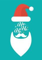 Hat Beard Mustache and Glasses of Santa with Ho-Ho-Ho text vector