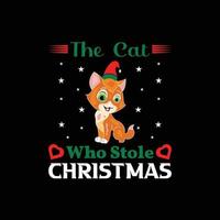 diseño de camiseta de gato navideño vector