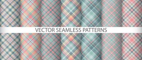 Set vector tartan texture. Pattern textile plaid. Check background seamless fabric.