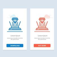 Hologram Projection Technology Diamond  Blue and Red Download and Buy Now web Widget Card Template vector