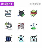 Simple Set of Covid19 Protection Blue 25 icon pack icon included lung anatomy bacteria virus laboratory viral coronavirus 2019nov disease Vector Design Elements