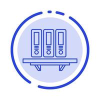 Files Archive Data Database Documents Folders Storage Blue Dotted Line Line Icon vector