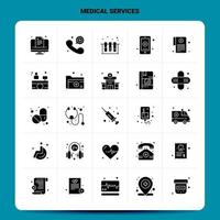 Solid 25 Medical Services Icon set Vector Glyph Style Design Black Icons Set Web and Mobile Business ideas design Vector Illustration