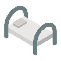 An isometric design icon of hospital bed vector