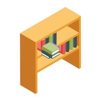 An icon of bookshelf in isometric isometric design available for instant download vector