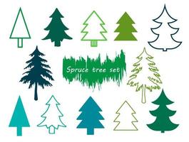 Vector set of different coniferous trees.