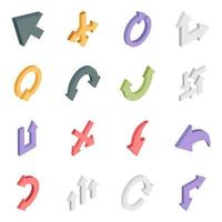 Pack of Arrows Isometric Icons vector