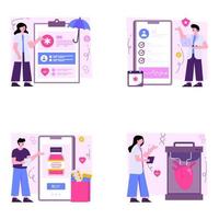 Pack of Medical and Pharmaceutical Flat Illustrations vector