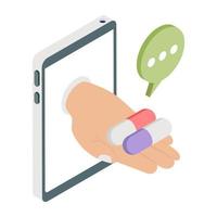 An editable design icon of mobile medicine vector