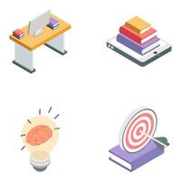 Pack of Study and Knowledge Isometric Icons vector