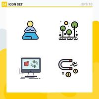 Set of 4 Modern UI Icons Symbols Signs for fast update yoga outdoor application Editable Vector Design Elements
