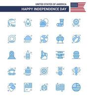 feliz día de la independencia usa paquete de 25 blues creativos de regalo bolsa de navidad celebración estrella editable usa day elementos de diseño vectorial vector