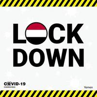 coronavirus yemen bloquear tipografía con bandera de país diseño de bloqueo de pandemia de coronavirus vector
