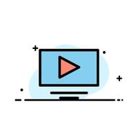 reproducción de video youtube negocio línea plana icono lleno vector banner plantilla