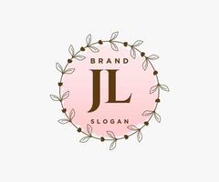 Initial JL feminine logo. Usable for Nature, Salon, Spa, Cosmetic and Beauty Logos. Flat Vector Logo Design Template Element.