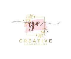 Initial GE feminine logo. Usable for Nature, Salon, Spa, Cosmetic and Beauty Logos. Flat Vector Logo Design Template Element.