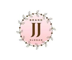 Initial JJ feminine logo. Usable for Nature, Salon, Spa, Cosmetic and Beauty Logos. Flat Vector Logo Design Template Element.