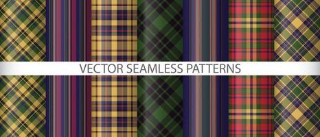 Set pattern background check. Textile texture plaid. Tartan vector fabric seamless.