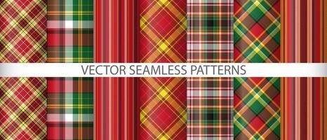 Set seamless vector plaid. Texture background textile. Tartan pattern check fabric.