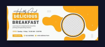 Cover concept for social media food banner design for ads, fast food banner cover design. food cover page timeline vector