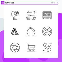 Set of 9 icons in Line style Creative Outline Symbols for Website Design and Mobile Apps Simple Line Icon Sign Isolated on White Background 9 Icons Creative Black Icon vector background