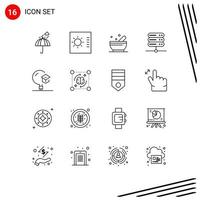 16 User Interface Outline Pack of modern Signs and Symbols of school knowledge bowl education network Editable Vector Design Elements