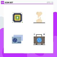 Editable Vector Line Pack of 4 Simple Flat Icons of currency passport bone human bag Editable Vector Design Elements