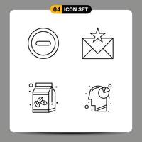 4 Thematic Vector Filledline Flat Colors and Editable Symbols of basic coffee box communication favorites bean Editable Vector Design Elements