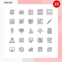 Editable Vector Line Pack of 25 Simple Lines of volume open volume delicious loudspeaker wind Editable Vector Design Elements