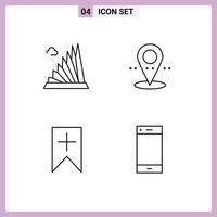 Stock Vector Icon Pack of 4 Line Signs and Symbols for building plus landmark pin user Editable Vector Design Elements
