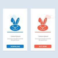 conejito conejo de pascua azul y rojo descargar y comprar ahora plantilla de tarjeta de widget web vector