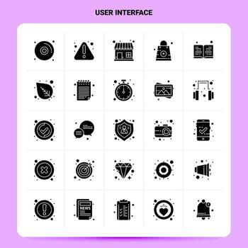 conjunto de iconos de interfaz de usuario sólido 25 diseño de estilo de glifo vectorial conjunto de iconos negros diseño de ideas de negocios web y móvil ilustración vectorial vector