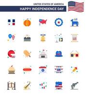 conjunto de 25 iconos del día de los ee.uu. símbolos americanos signos del día de la independencia para el mapa político del burro bebida de los ee.uu. elementos de diseño vectorial editables del día de los ee.uu. vector