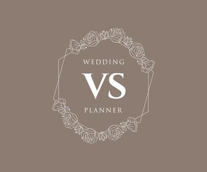 VS Initials letter Wedding monogram logos collection, hand drawn modern minimalistic and floral templates for Invitation cards, Save the Date, elegant identity for restaurant, boutique, cafe in vector