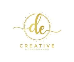 Initial DE feminine logo. Usable for Nature, Salon, Spa, Cosmetic and Beauty Logos. Flat Vector Logo Design Template Element.