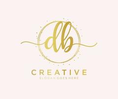 Initial DB feminine logo. Usable for Nature, Salon, Spa, Cosmetic and Beauty Logos. Flat Vector Logo Design Template Element.