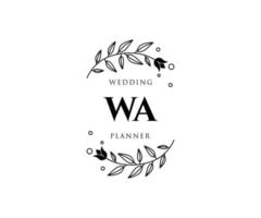WA Initials letter Wedding monogram logos collection, hand drawn modern minimalistic and floral templates for Invitation cards, Save the Date, elegant identity for restaurant, boutique, cafe in vector