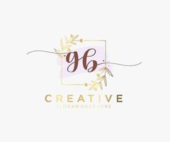 Initial GB feminine logo. Usable for Nature, Salon, Spa, Cosmetic and Beauty Logos. Flat Vector Logo Design Template Element.