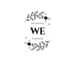 WE Initials letter Wedding monogram logos collection, hand drawn modern minimalistic and floral templates for Invitation cards, Save the Date, elegant identity for restaurant, boutique, cafe in vector