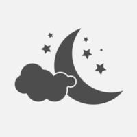 icono de noche en estilo moderno y plano aislado en fondo gris vector