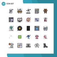 25 Filled line Flat Color concept for Websites Mobile and Apps desk chair fire report document Editable Vector Design Elements